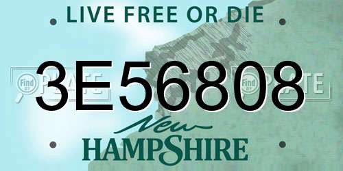 3E56808 New Hampshire License Plate