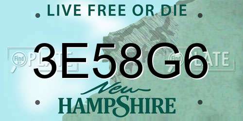 3E58G6 New Hampshire License Plate
