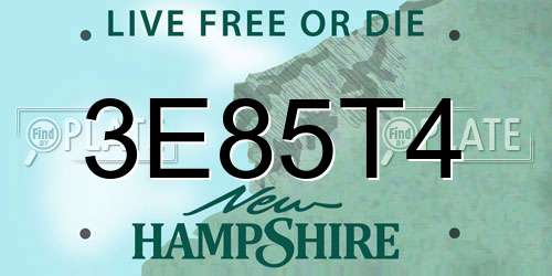3E85T4 New Hampshire License Plate