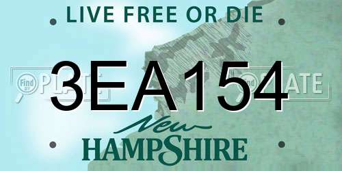 3EA154 New Hampshire License Plate
