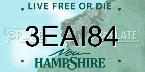 3EAI84 New Hampshire License Plate