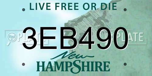 3EB490 New Hampshire License Plate