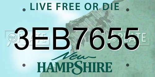 3EB7655 New Hampshire License Plate