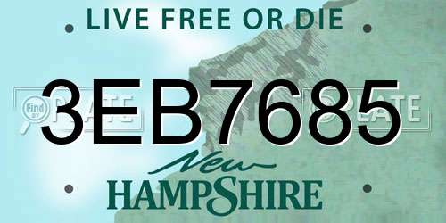 3EB7685 New Hampshire License Plate