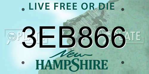 3EB866 New Hampshire License Plate