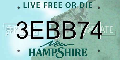 3EBB74 New Hampshire License Plate