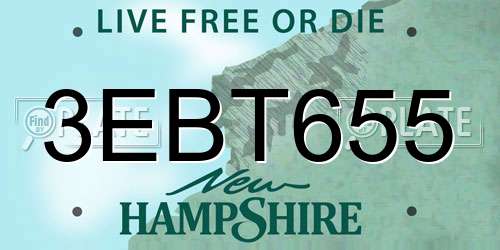 3EBT655 New Hampshire License Plate
