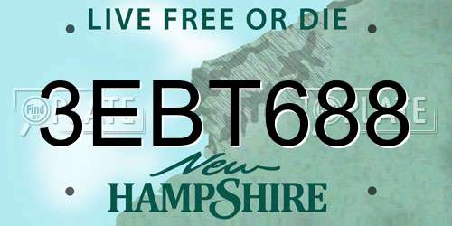 3EBT688 New Hampshire License Plate