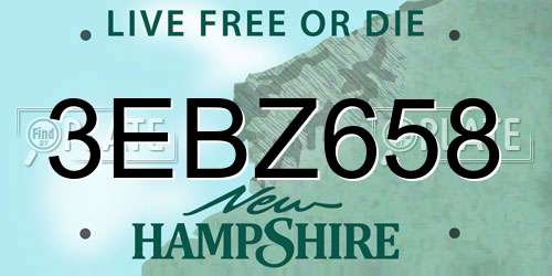 3EBZ658 New Hampshire License Plate