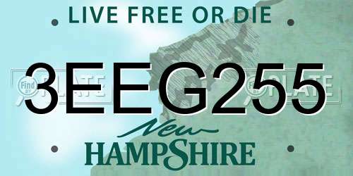 3EEG255 New Hampshire License Plate