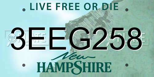 3EEG258 New Hampshire License Plate