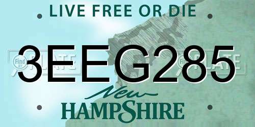 3EEG285 New Hampshire License Plate
