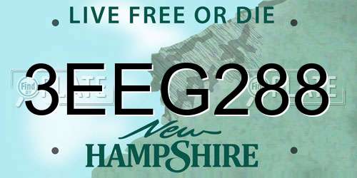 3EEG288 New Hampshire License Plate