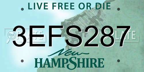 3EFS287 New Hampshire License Plate
