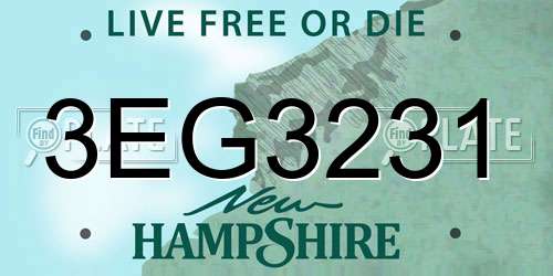 3EG3231 New Hampshire License Plate