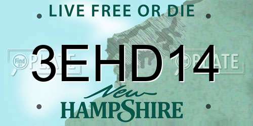 3EHD14 New Hampshire License Plate