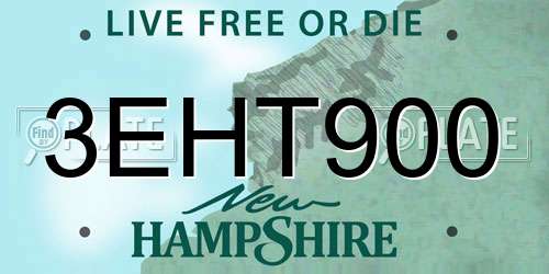 3EHT900 New Hampshire License Plate