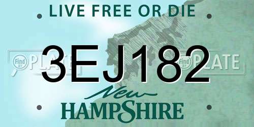 3EJ182 New Hampshire License Plate