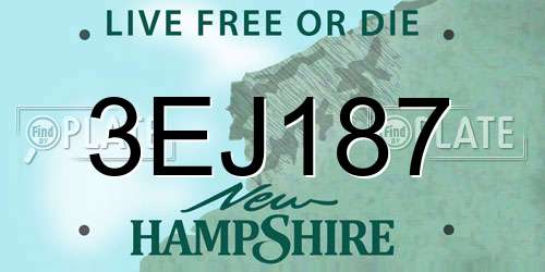 3EJ187 New Hampshire License Plate