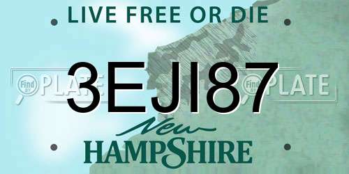 3EJI87 New Hampshire License Plate