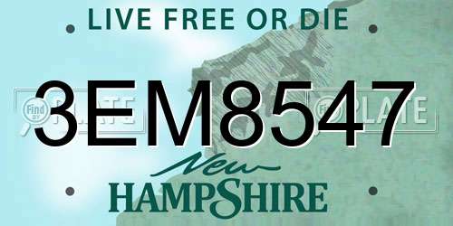 3EM8547 New Hampshire License Plate