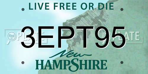 3EPT95 New Hampshire License Plate