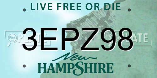 3EPZ98 New Hampshire License Plate