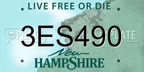 3ES490 New Hampshire License Plate
