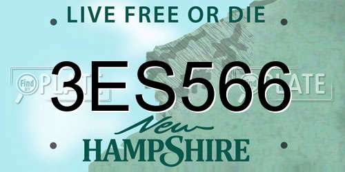 3ES566 New Hampshire License Plate