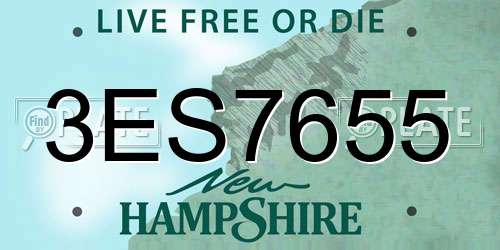 3ES7655 New Hampshire License Plate