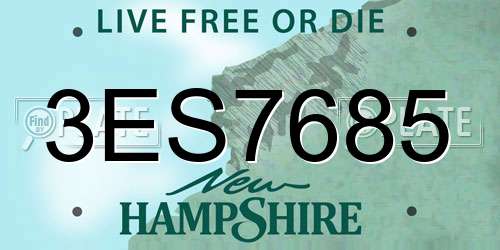 3ES7685 New Hampshire License Plate