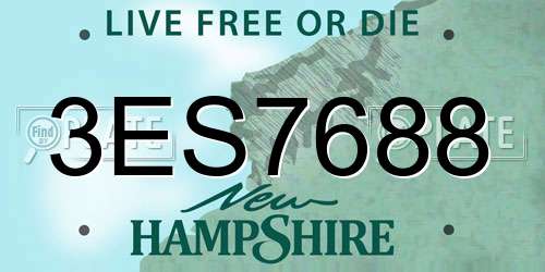 3ES7688 New Hampshire License Plate