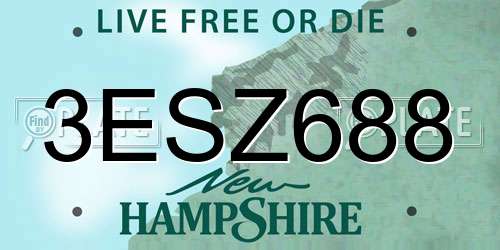 3ESZ688 New Hampshire License Plate
