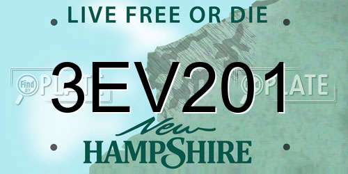 3EV201 New Hampshire License Plate