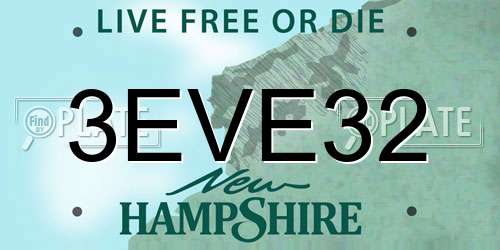 3EVE32 New Hampshire License Plate