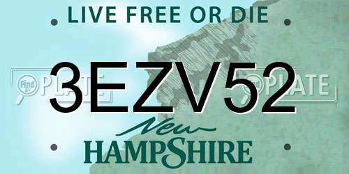 3EZV52 New Hampshire License Plate