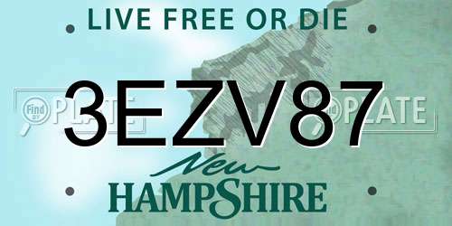 3EZV87 New Hampshire License Plate