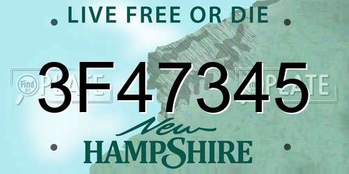 3F47345 New Hampshire License Plate