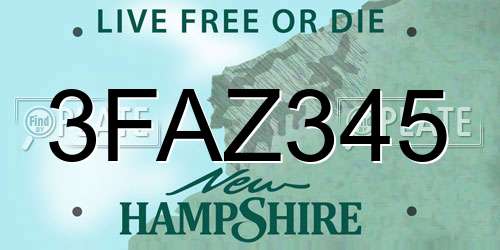 3FAZ345 New Hampshire License Plate