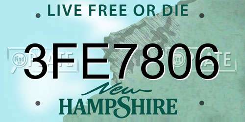3FE7806 New Hampshire License Plate