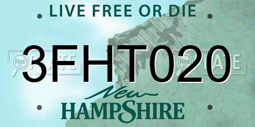 3FHT020 New Hampshire License Plate