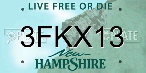 3FKX13 New Hampshire License Plate