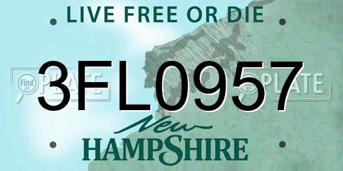 3FL0957 New Hampshire License Plate