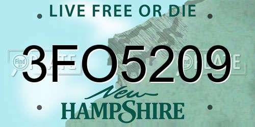 3FO5209 New Hampshire License Plate