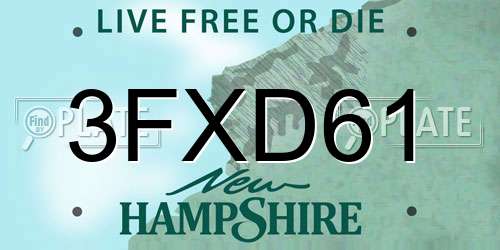 3FXD61 New Hampshire License Plate