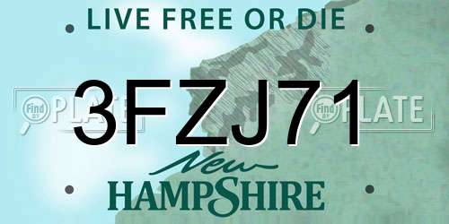 3FZJ71 New Hampshire License Plate