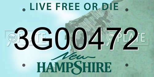 3G00472 New Hampshire License Plate
