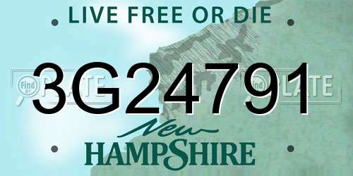 3G24791 New Hampshire License Plate
