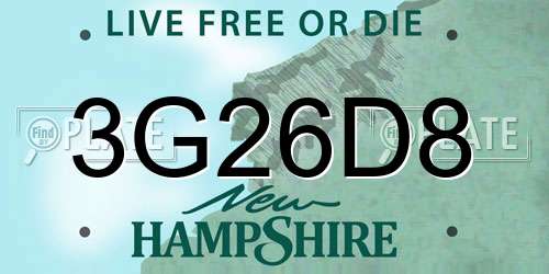 3G26D8 New Hampshire License Plate