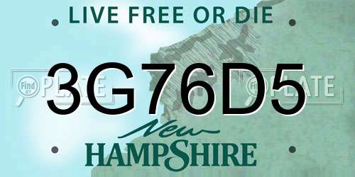 3G76D5 New Hampshire License Plate